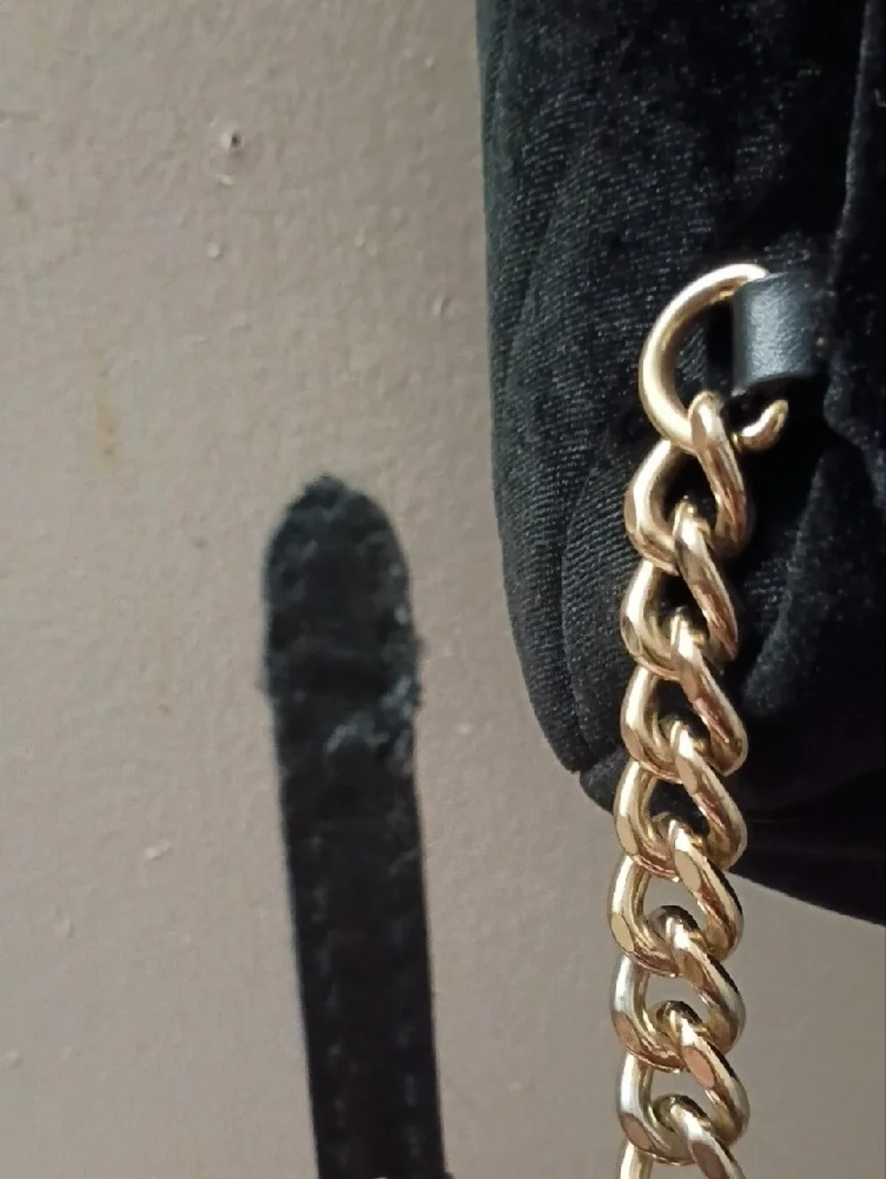 Victoria's Secret Black Velvet Women’s Backpack with Gold Chain Accent